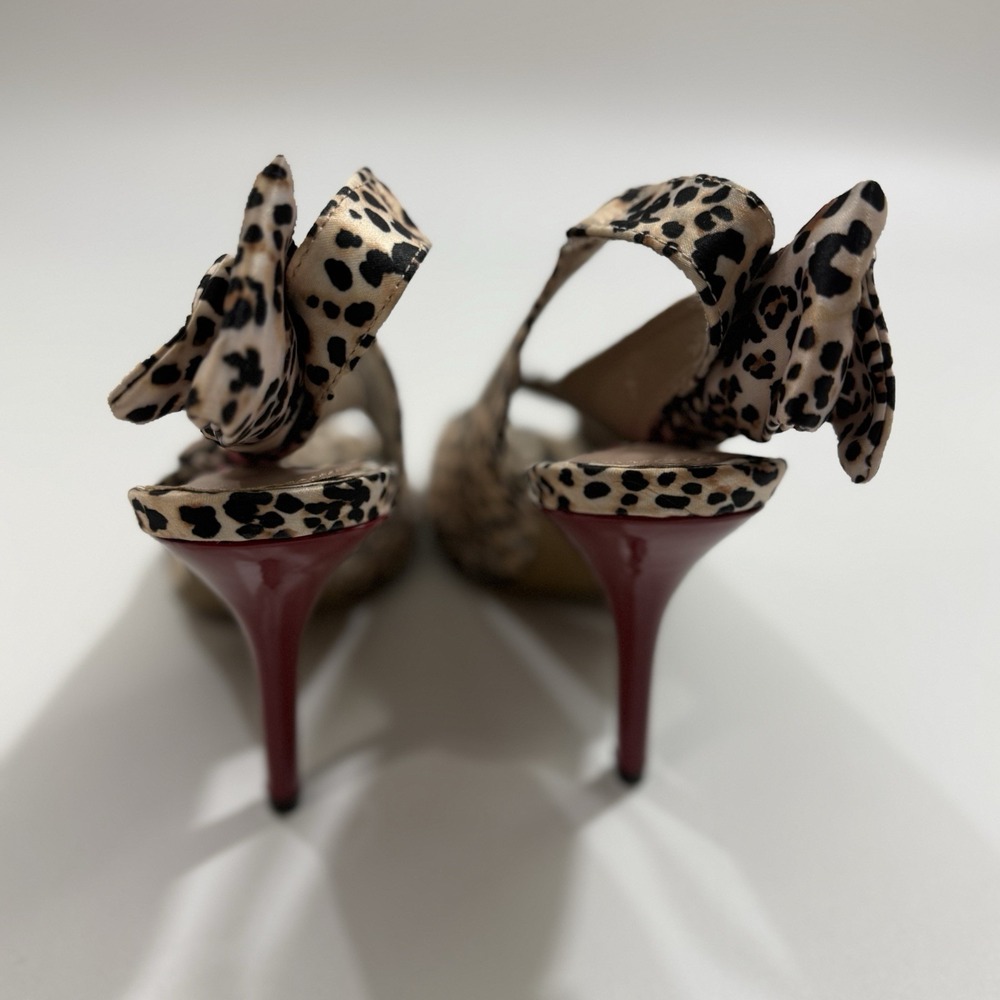 Betsey Johnson Irving Heels Leopard Animal Print Bow Red Stem Stiletto Sz 9 - Picture 5 of 12